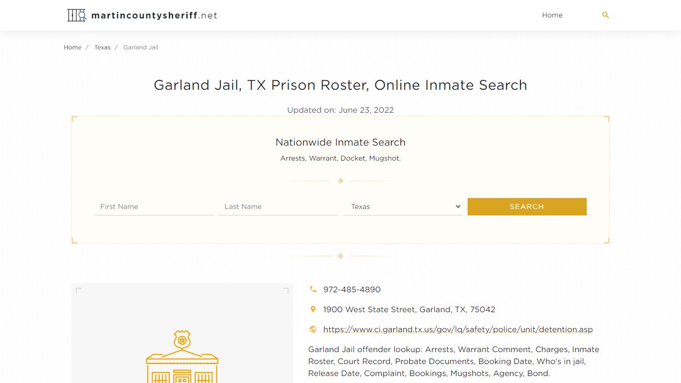 Garland Jail, TX Prison Roster, Online Inmate Search ...